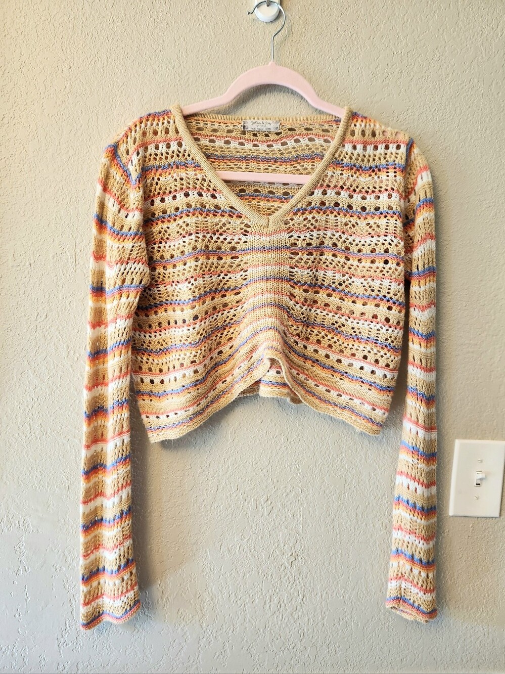Crochet V‑Neck Crop Sweater Top